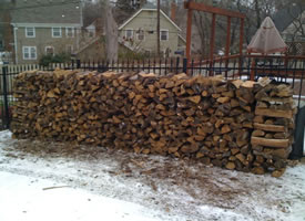 Delivered and stacked firewood